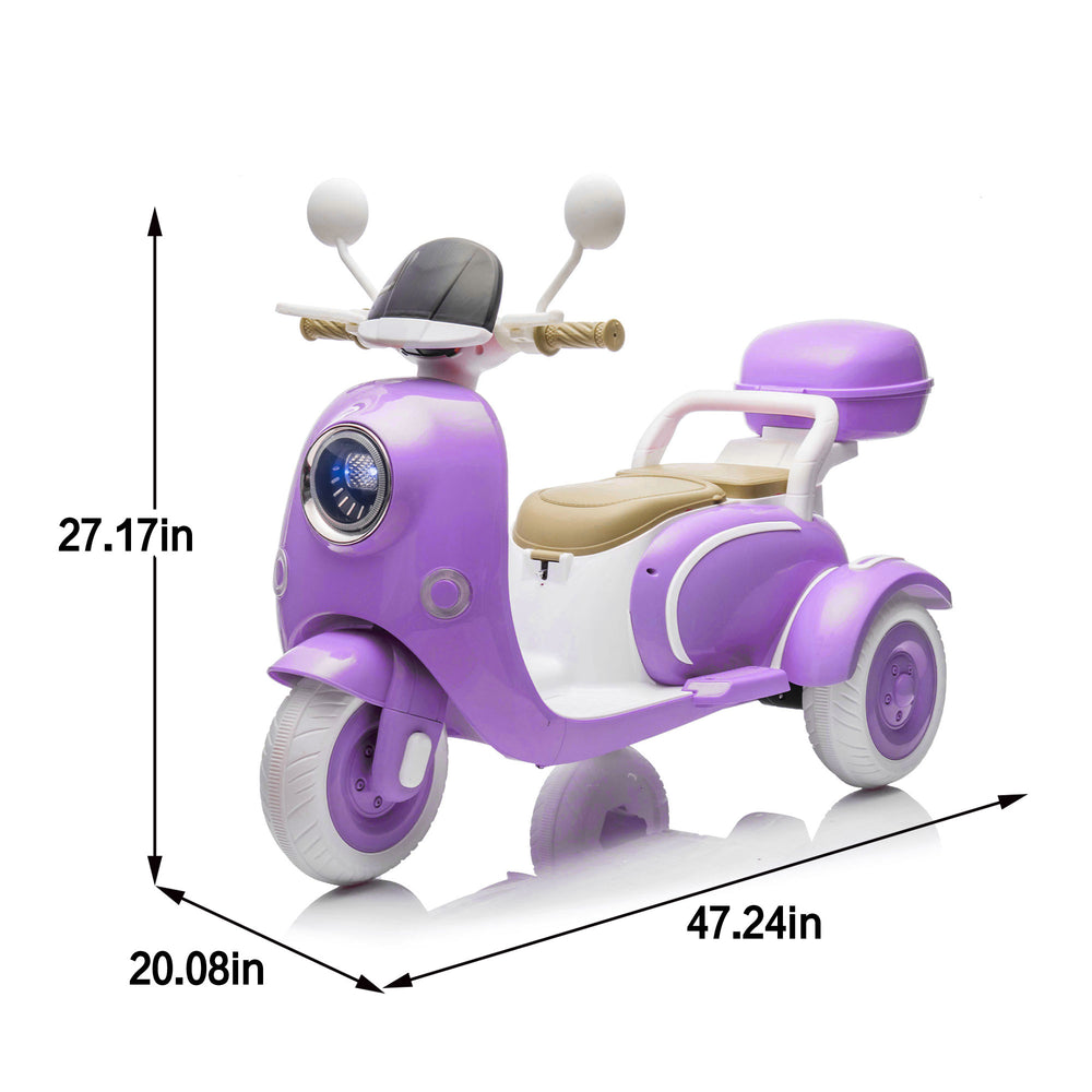 English Elm 12v Dual Motor Two Seater Kids Electric Ride on Trike with Bluetooth and Foldable Parent Seat W1578P295836