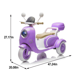 English Elm 12v Dual Motor Two Seater Kids Electric Ride on Trike with Bluetooth and Foldable Parent Seat W1578P295836