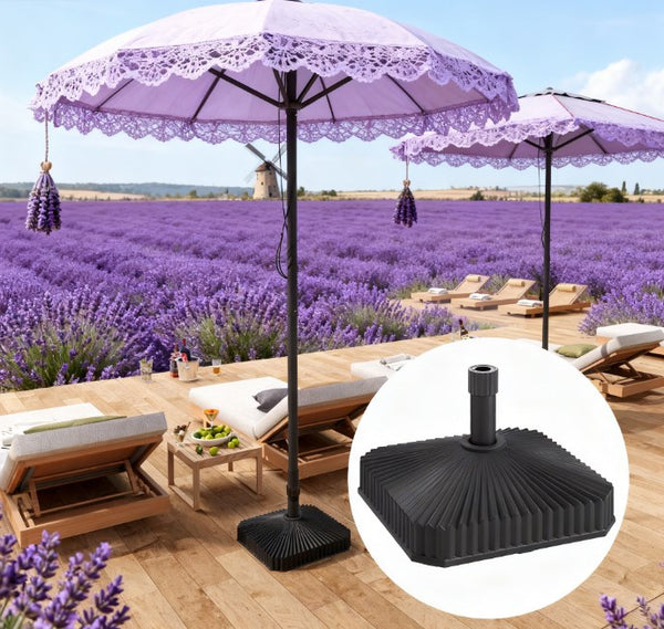 English Elm Easy Fillable Hdpe Square Patio Umbrella Stand Base with Uv Resistant Weatherproof Design T3971P425863