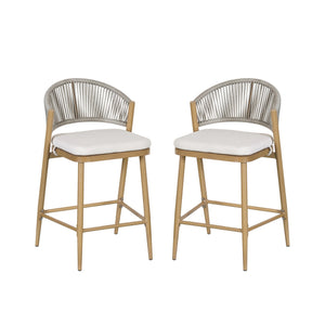 English Elm Christopher Knight Home® - Outdoor 26" Aluminum Frame Counter Stools Set Of 2 With Scallop Backrest & Cushions For Patios N772P245123W