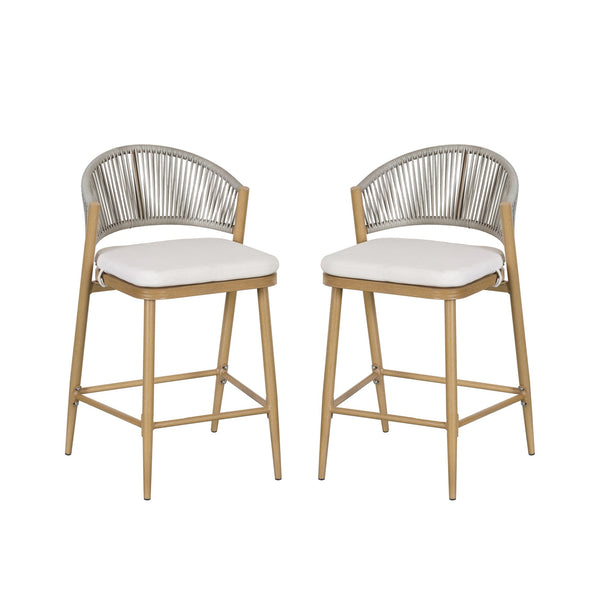 English Elm Christopher Knight Home® - Outdoor 26" Aluminum Frame Counter Stools Set Of 2 With Scallop Backrest & Cushions For Patios N772P245123W