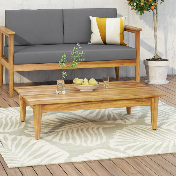 English Elm Gavin Outdoor Acacia Wood Coffee Table Low Profile Slatted Top for Lounge Seating 67309.00