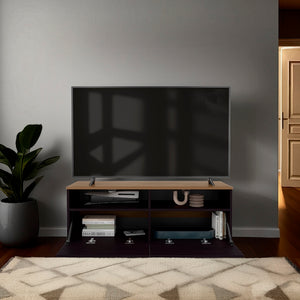 English Elm TV Elegant Chesnut TV Stand with 2 Doors & 2 Open Shelves, 44.5" Wide Engineered Wood Storage, Warm Light Brown Finish, Compact Entertainment Console Suitable for DVDs, Remotes, Decor, Ships to 48 States B097P369444