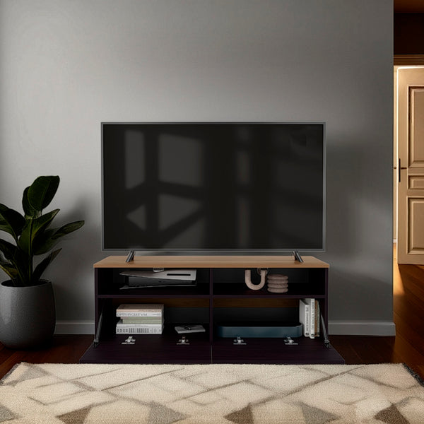 English Elm TV Elegant Chesnut TV Stand with 2 Doors & 2 Open Shelves, 44.5" Wide Engineered Wood Storage, Warm Light Brown Finish, Compact Entertainment Console Suitable for DVDs, Remotes, Decor, Ships to 48 States B097P369444