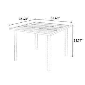 English Elm Table and Chair Outdoor Dining Set Wicker Steel Patio Seats Four with Umbrella Hole W640P445840