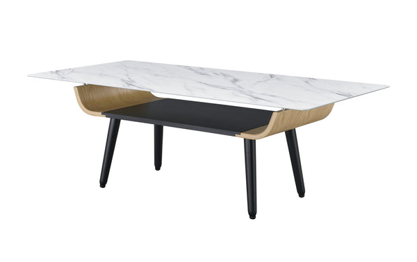 English Elm Claudio Lift Top Coffee Table with Hidden Storage and Black Metal Frame for Living Room White B2749P413410
