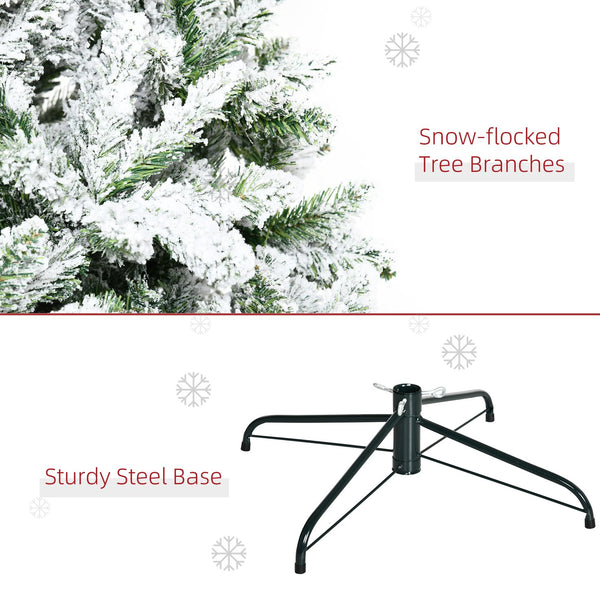 English Elm Homcom 9' Snow Flocked Pine Artificial Christmas Tree - Realistic, Easy Setup & Customizable Decor W2225P229663