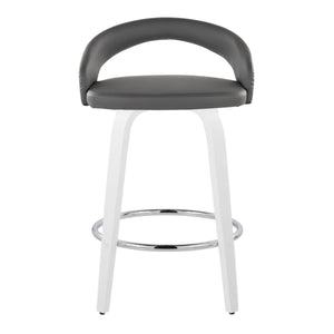 English Elm Fixed-height Swivel Counter Stools with Faux Leather Seats and Chrome Footrest Set of 2 B202S01833