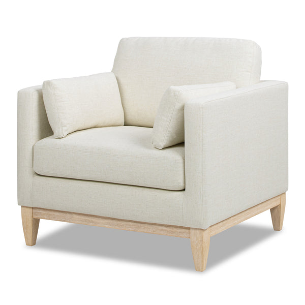 English Elm Jennifer Taylor Home - Knox 36" Modern Farmhouse Arm Chair with Feather-Down Foam, Removable Covers, Flax White Linen B2719P353144