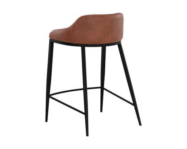 Sunpan Astra Counter Stool - Modern Faux Leather Design with Strong Iron Legs for Stylish Comfort Black / Cinnamon Brown