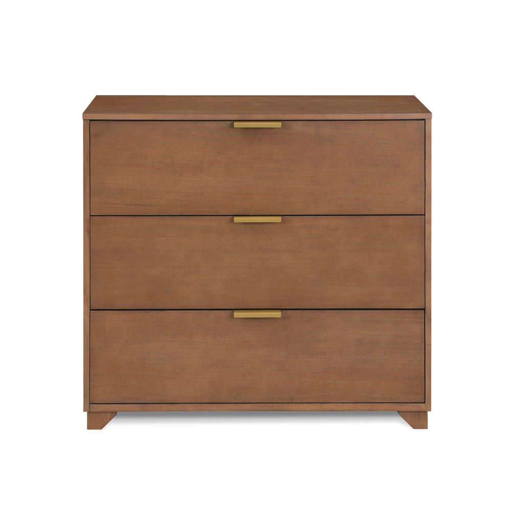 English Elm Pixie Mid-century 3 Drawer Compact Dresser with Brushed Gold Pulls for Bedroom Walnut B022P204849