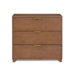 English Elm Pixie Mid-century 3 Drawer Compact Dresser with Brushed Gold Pulls for Bedroom Walnut B022P204849