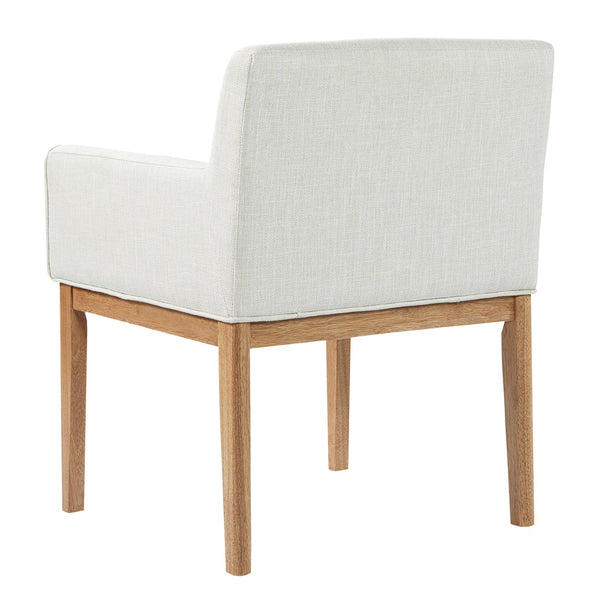 English Elm Modern Upholstered Arm Dining Chair Set Rubberwood Legs Foam Padded High Back Beige,Natural N768P396376N