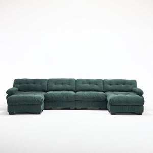 English Elm U Shaped Modular Cloud Sectional with Plush Flannelette Upholstery Deep Seat Living Room Sofa Green W2120S00051