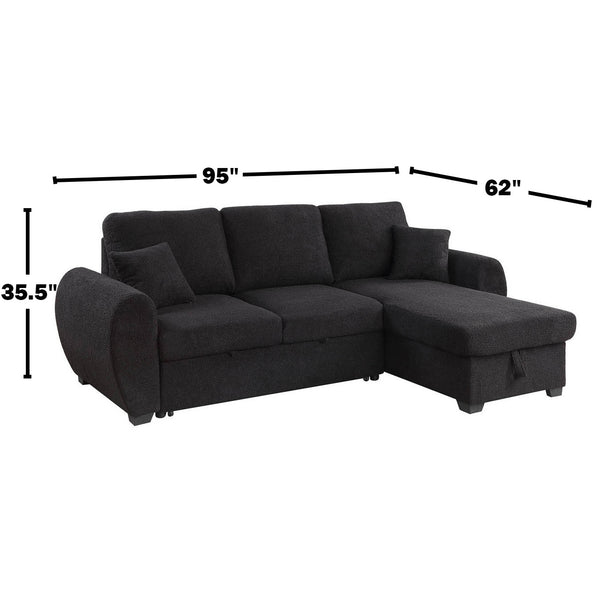 English Elm Teddy Plush Reversible Sleeper Sectional Sofa with Storage Chaise, Teddy Fleece Comfort & Easy Conversion B016S00053