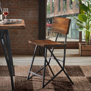 INK+IVY Trestle Industrial Counter Stool II101-0120 Reclaimed Brown/ Gun Metal