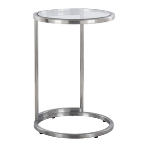 English Elm Round Zenn End Table – Stylish Stainless Steel Frame With Clear Glass Top For Modern Living Spaces B202P223396-GIGA