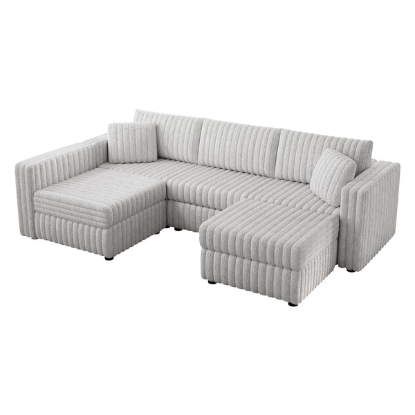 English Elm 106.3" Soft U-Shaped 4-Person Sofa With Ottoman – Modern Comfort, Storage & Style For Any Room W1767S00012
