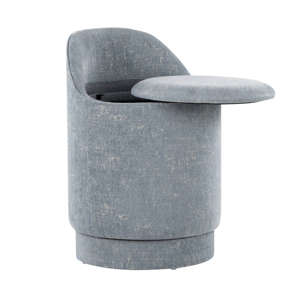 English Elm 18" Tufted Velvet Vanity Stool with 360 Swivel Base and Hidden Storage Compartment Light Blue B202P471496