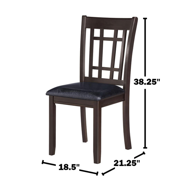 English Elm Set of 2 Wood Dining Side Chairs with Black Leatherette Seats, Transitional Design, Sturdy Rectangular Backrest Espresso B016P368661