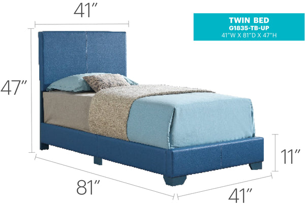 English Elm Charming Velvet Twin Bed with Hidden Storage Drawers, Casual Solid Frame, Easy Assembly Comfort Blue 4 L x 33 W x 44 H B078108073