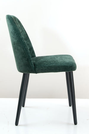 English Elm Dark Forest Green Chenille Armless Dining Chairs Set of 2 with Sleek Metal Legs T3967P423825