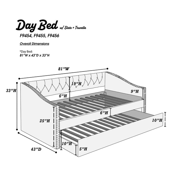 English Elm Contemporary Tufted Burlap Daybed with Pull Out Trundle and Nailhead Trim Detail B011S02042