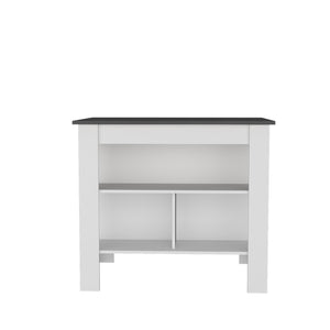 English Elm Aztec Melamine Kitchen Island with Open Storage, Grey & White Finish, 3 Shelves, Compact Stylish Hub B128P237160