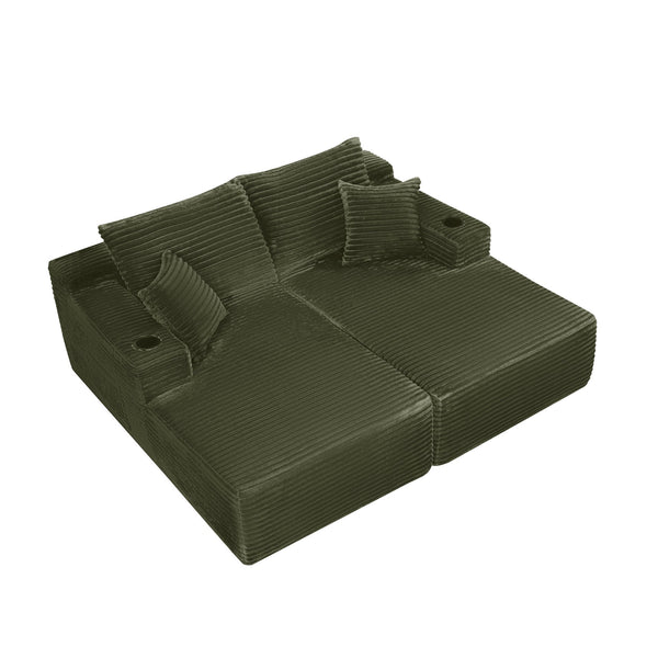 English Elm 75"cloud Plush Sectional with Double Chaise Deep Seat for Modern Living Rooms W3975S00062
