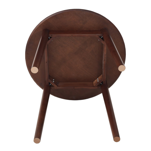 English Elm walnut Solid Rubberwood Round Table for 2-4, 31.5" Diameter — Durable, Rustic, Space-Saving Design W2720P198348