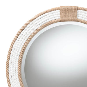 English Elm Round Braided Jute Rope Wall Mirror Natural Fiber Boho Coastal Accent Decor B2750P467833