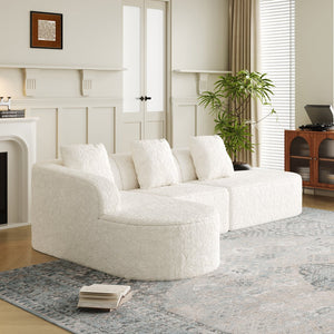 English Elm 111.8-Inch Curved Modular Sofa - Luxurious L-Shaped Design With Lychee-Textured Fabric & Pillows W834S00541