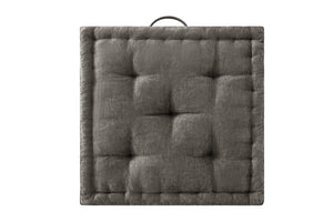 English Elm 1- Piece Tufted Chenille Floor Cushion with Scalloped Edge for Bohemian Living Spaces Charcoal B035P482971
