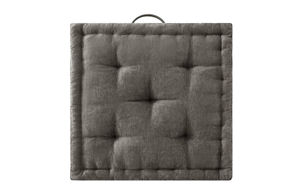 English Elm 1- Piece Tufted Chenille Floor Cushion with Scalloped Edge for Bohemian Living Spaces Charcoal B035P482971