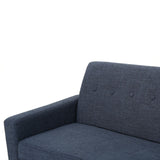 Christopher Knight Home® - Noble House - Sawyer Mid Century Modern Dark Blue Fabric 3 Seater Sofa