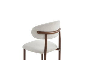 English Elm Dining Chairs Set of Two with Linen Cushions and Iron Legs for Farmhouse Kitchens Beige,Walnut W3590P457160