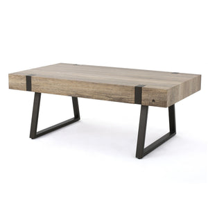 English Elm Christopher Knight Home® - COFFEE Faux Wood Industrial Coffee Table with Powder-Coated Metal Legs, Sturdy MDF Top, 43.25" L Grey 59446.00