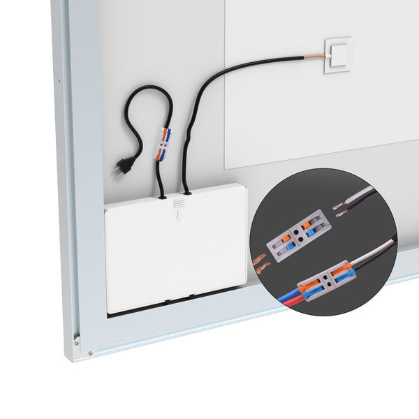 English Elm 32x40 LED Bathroom Vanity Mirror Silver Frame IP44 Anti-Fog Touch Dimmer Memory Tray Modern Smart W708P176758