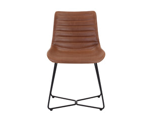Sunpan Gracen Minimalist Dining Chair with Faux Leather Comfort and Elegant Matte Black Metal Legs Hazelnut