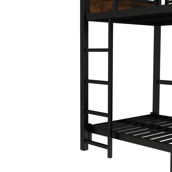 English Elm Twin Xl Solid Pine Loft Bed with Built-in Led Lighting and Storage Shelves W1580S00442