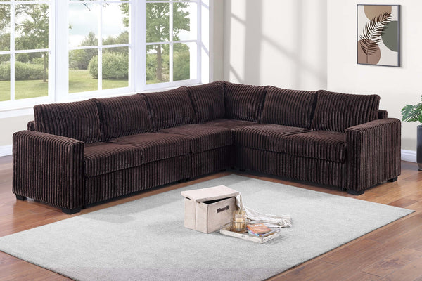 English Elm Black Corduroy L-shaped Sectional Sofa Modular 4 Piece Living Room Seating Set Coffee B011S02218