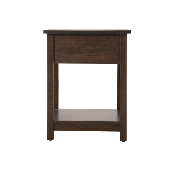 English Elm Sleek Contemporary Nightstand - Warm Wenge Finish, Space-Saving Design For Modern Bedrooms & Guest Rooms B078112086-GIGA
