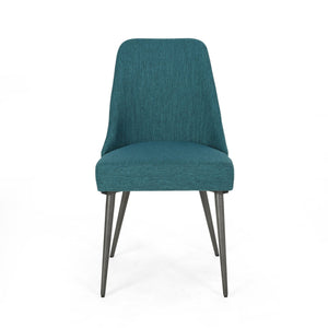 English Elm Christopher Knight Home® - DINING Chair Set of 2 Upholstered Modern Curved Back Dining Chairs with Powder-Coated Metal Legs Teal 62218.00T