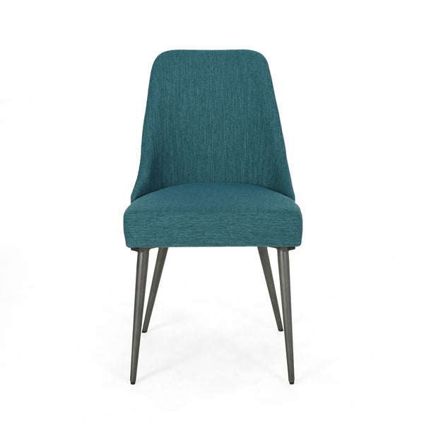 English Elm Christopher Knight Home® - DINING Chair Set of 2 Upholstered Modern Curved Back Dining Chairs with Powder-Coated Metal Legs Teal 62218.00T