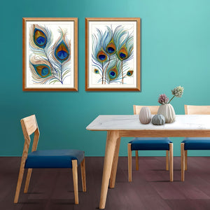 English Elm Set Of 2 Elegant Peacock Feather Framed Wall Art Prints – Stylish Replaceable Canvas Decor, 24X32" T3976P383242-GIGA