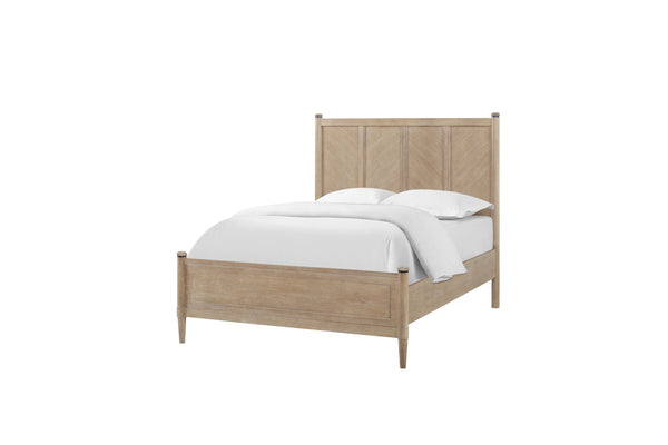 English Elm Queen Lo-Post Bed Sand Finish - Transitional Solid Wood & MDF Frame, Low-Profile Design, Warm Centerpiece B2699S00017
