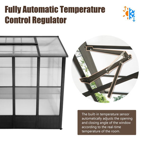English Elm 6.5x8ft Outdoor Aluminum Polycarbonate Greenhouse Auto Vent Backyard Garden Walk-in W1859P346464