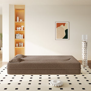 English Elm Modern Corduroy Floor Sofa Foldable Twin Sleeper Foam Filled for Dorms and Playrooms Brown W1885P446605