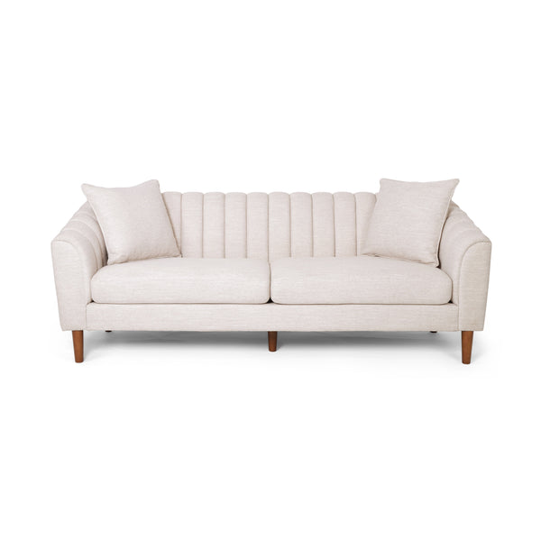 English Elm Christopher Knight Home® - 66957.00Abge_66957.00Bbge Elegant 3-Seater Sofa With Plush Beige Fabric, Accent Pillows & Modern Design N771P202526M_N771P202529M