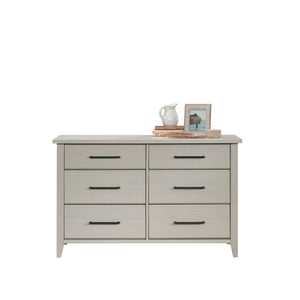 English Elm Dresser, Stylish White Storage Solution With Six Drawers, Smooth-Glide Metal Runners, Versatile Design B356P402643